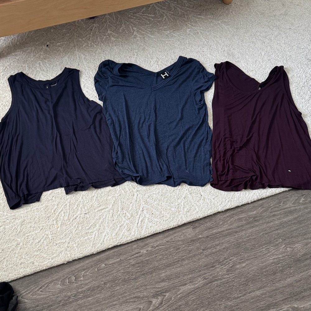 Women's Sleeveless Tops - Navy, Blue, and Burgundy sizes M, L and XL bundle
